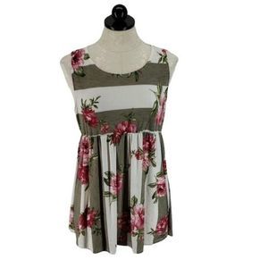 Twenty Second Striped Floral Tunic‎ Racerback Tank Top Size Small S